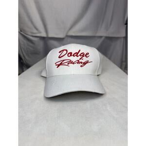 vintage dodge racing white red script 90s trucker‎ cap dad hat retro auto merch